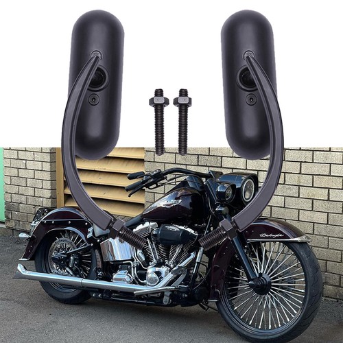 Black motorcycle oval mirrors - black,